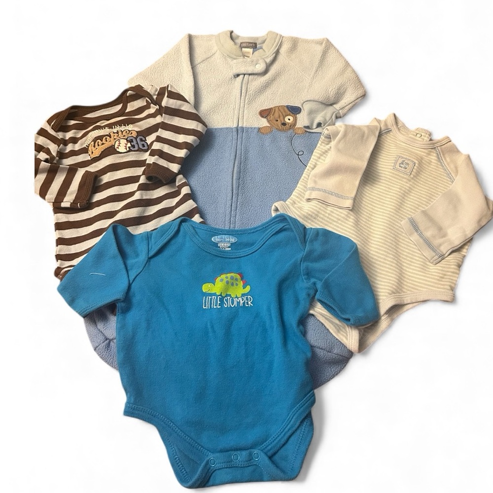 Baby Boy Onesies and Sleeper Bundle Excellent used Condition Sizes 3 to 9 mo